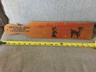 Vintage 18” Wood Spanking Paddle “for The Cute Little Deer With The Bear Behind”