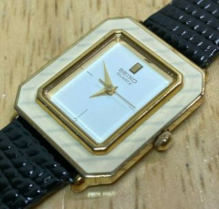 Vintage Seiko 7321 - 5350 Lady Gold Tone Rectangle Quartz Watch Hours Battery