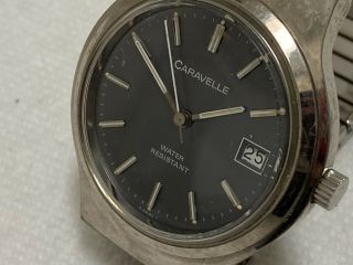 Old Wristwatch Bulova Caravelle 17 Jewels Stainless Steel Back