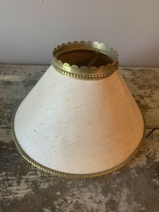 Vintage Tole Lamp Shade Paper Metal Reticulated Clip On Mid Century
