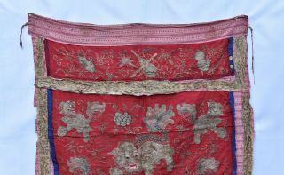 Antique Chinese Embroidery / Embroidered Textile / Fabric Panel / Table Skirt 3