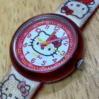 Flik Flak By Swatch Swiss Lady Hello Kitty Analog Quartz Watch Hours Battery