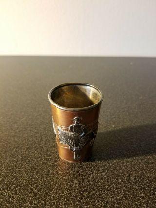 Vintage Rare Victoria Taxco Sterling Silver/ Copper Shot Glass Man/donkey 267