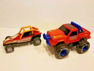 Vintage Buddy L Crash Em - Ups Crushable Toy Truck Rare & Sandblaster Dune Buggy