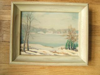 Vintage Landscape Oil Painting Winter Scene Signed