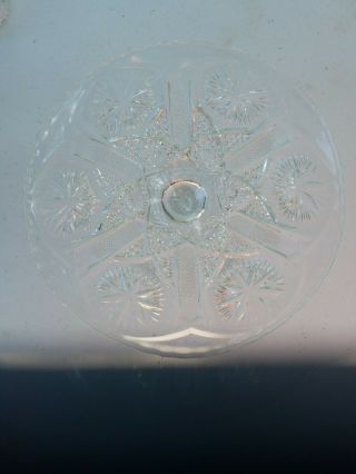 Vintage American Brilliant Crystal Cut Glass On Pestestal Fruit Or Dessert Dish