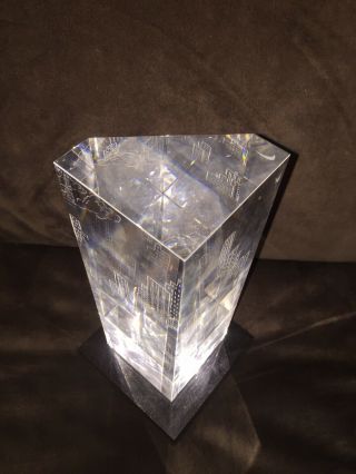 Rare Steuben Crystal Glass 7 - Sided Central Park NYC Sculpture W/ Marble Base 3