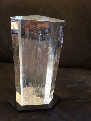Rare Steuben Crystal Glass 7 - Sided Central Park NYC Sculpture W/ Marble Base 4