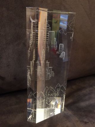 Rare Steuben Crystal Glass 7 - Sided Central Park NYC Sculpture W/ Marble Base 5