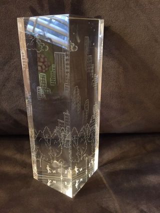 Rare Steuben Crystal Glass 7 - Sided Central Park NYC Sculpture W/ Marble Base 6