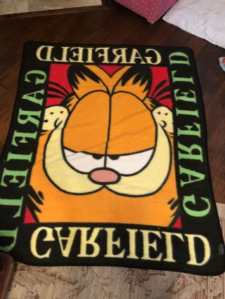 Extremely Rare Garfield Hi - Pile Throw Colorful Blanket Vintage
