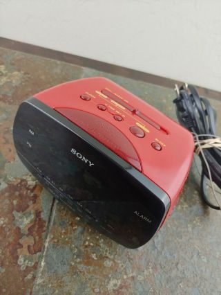 Sony Dream Machine Icf - C111 Fm/am Alarm Clock Radio Red Vtg Rare Retro Classic