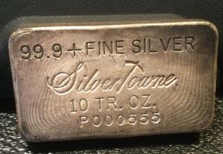 Rare 10 Ounce Poured Engelhard Silver Bar 6th Series In " P " Silvertowne Flat Top