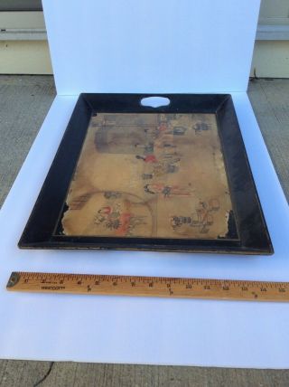 RARE ANTIQUE CHINESE QING DYNASTY WATERCOLOR PAINTING PAPER ON TRAY. 4