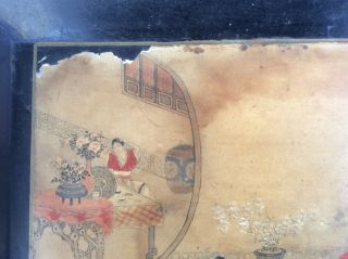 RARE ANTIQUE CHINESE QING DYNASTY WATERCOLOR PAINTING PAPER ON TRAY. 5