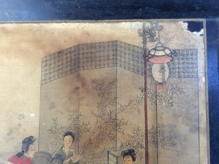 RARE ANTIQUE CHINESE QING DYNASTY WATERCOLOR PAINTING PAPER ON TRAY. 6