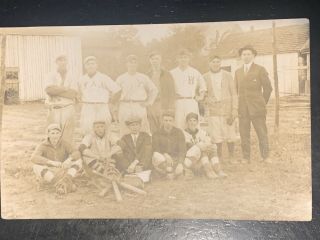 Antique Early 1900’s Baseball Team Rppc Postcard Vintage Equipment