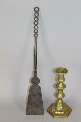 A Very Rare 18th C Wrought Iron Spatula Or Peeler Thistle Design & Ring Handle