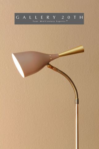 Rare Stilnovo Mid Century Modern Brass Floor Lamp Vtg 1960s Tan Atomic Sarfatti