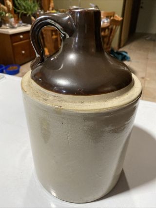 Antique Vintage Large 1 Gallon Whiskey Moonshine Stoneware Jug Crock Primitive