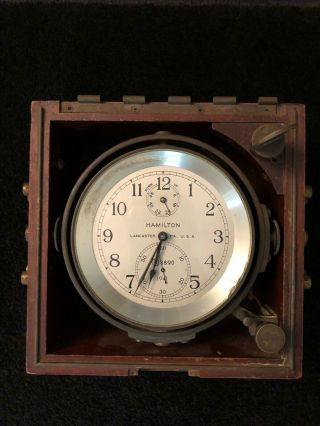 Vintage Ww2 Hamilton Ships Chronometer Rare Model 21 Fusee Movement