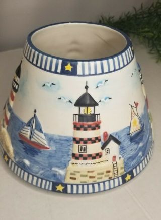 Yankee Candle Large Jar Topper Shade Lighthouse Beach Shore Rare