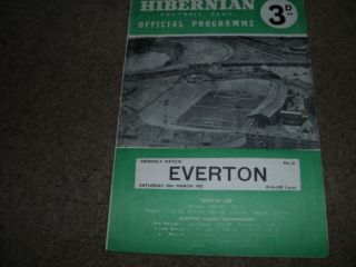 Rare Hibernian V Everton Friendly 10th March 1962