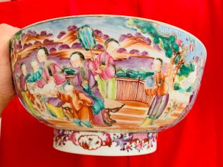 A RARE 18th Century Chinese Qing Dynasty Lovable Blue Large Punch Bowl 2
