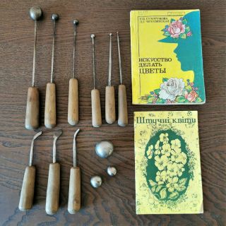 Set Of 12 Antique Flower Making Tools Millinery Supplies Hat Block Vintage Tool