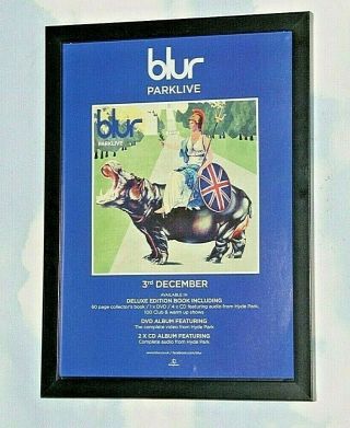 Blur Framed A4 2012 `parklive ` Album Band Rare Promo Art Poster