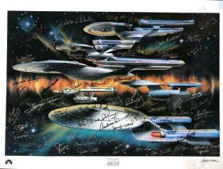 Star Trek - Rare Limited Edition Poster By James Cukr Signed By 52 Stars