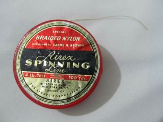 Vintage Antique Fishing Reel Airex Spinning Line Special Braided Nylon 4 Lb Test