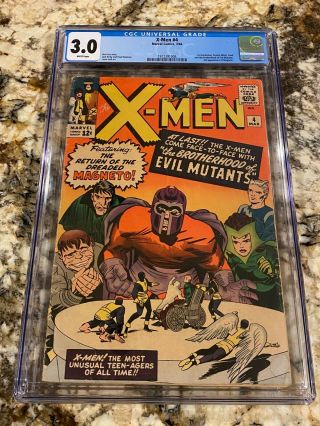 X - Men 4 Cgc 3.  0 Rare White Pages 1st Scarlet Witch Quicksilver 2nd Magneto Mcu