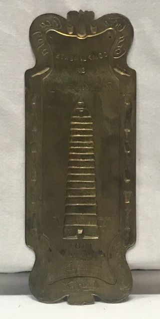 Vtg Antique Rare Compliments of The Coca - Cola Company Brass Door Push Plate 1901 2
