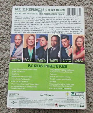 PSYCH THE COMPLETE SERIES SEASONS 1 2 3 4 5 6 7 8 DVD SET RARE 1 - 8 2