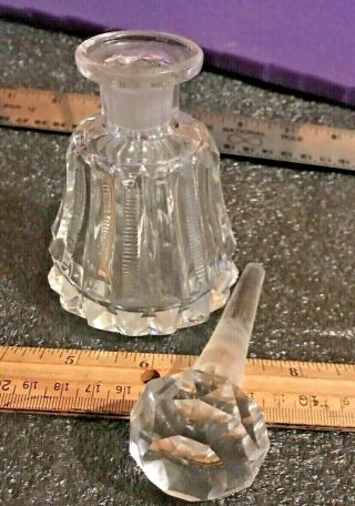Vintage Art Deco Clear Cut Glass Perfume Bottle Stopper Fluted Crystal - Like