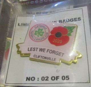 Cliftonville Limited Edition 2020 Rare All White Coloured Poppy Badge