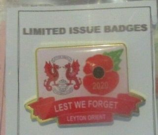 Leyton Orient Limited Edition Coloured Ultra Rare Red/white 2020 Poppy Badge