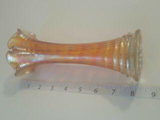 Antique Imperial Ripple Carnival glass Vase Marigold Orange Peach,  iridescent 2