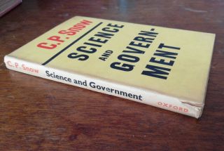 Science And Government,  C.  P.  Snow,  1961,  Rare Antique Book,  Unread