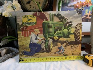 Quality Farm Equipment John Deere Logo Yellow/Green Metal Sign RARE Vintage 3