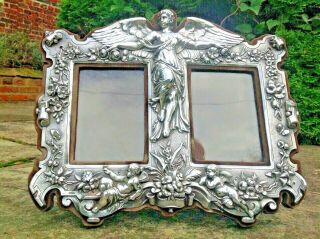 & Rare 19thc Gustav Grohe Angel Art Nouveau Sterling Silver Photo Frame