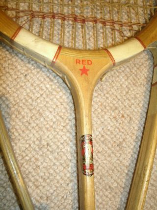 Rare Hazell ' s Streamline Red Star Tennis Racquet 1930 ' s 3