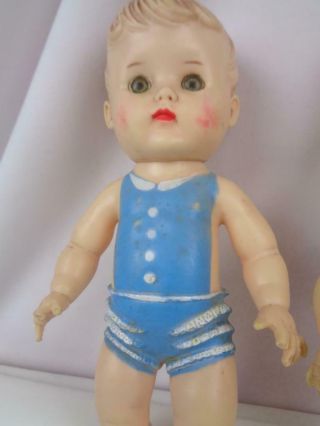 Vintage 1950 ' s Sun Rubber & Edward Mobley Painted Rubber Baby Dolls 10 