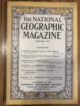 National Geographic January 1924,  A Visit To Carlsbad Cavern,  Mexico.