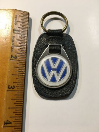Vw Volkswagen Vintage Black Leather Key Chain Renamel London England Rare