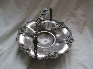 Antique Art Nouveau White Metal Silver Large Dish Bowl Vintage With Handle
