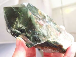 Top Rare Natural Green Ghost Phantom Quartz Crystal Point Healing A26