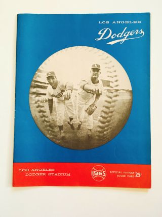 Rare Vintage 1965 La Dodgers Baseball Official Program Score Card 2