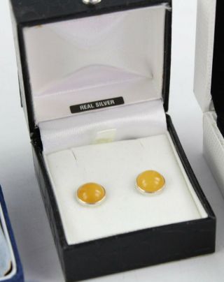 Rare,  Vintage Hand Made Butterscotch Baltic Amber.  925 Sterling Silver Earrings